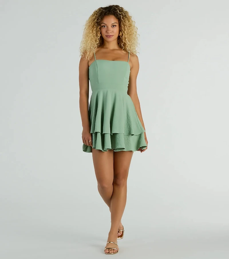 Divine Cutie Tie-Back Ruffled Skater Dress
