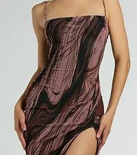 Abstract Beauty Printed Slit Midi Dress