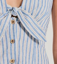 Pretty Italy Halter Button Striped Mini Dress