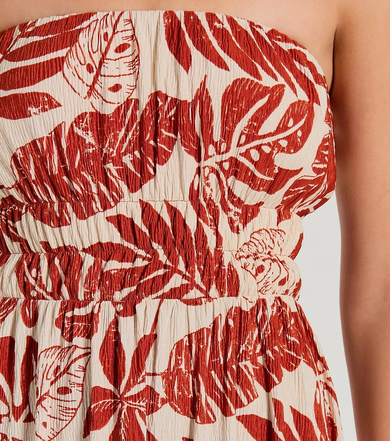 Sunshine On My Mind Strapless Tropical Skater Dress