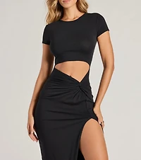 Casual Scene Crew Neck Midi Dress