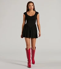 Flattering Look A-Line Ruffled Mini Dress