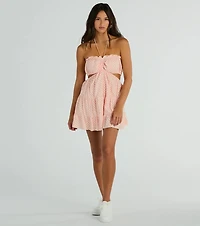 Picking Flowers Halter Strappy Back Daisy Skater Dress