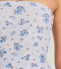 Flirty Ditsy Floral Eyelet Strapless Mini Dress