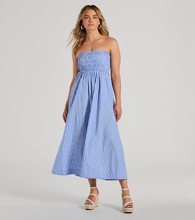 Signature Stripes Strapless A-Line Maxi Dress