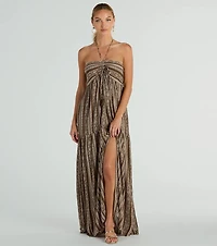 Desert Princess Halter Maxi Dress With Pockets