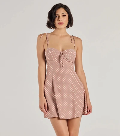 Perfectly Poised Sweetheart Polka Dot A-Line Dress