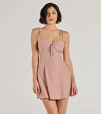 Perfectly Poised Sweetheart Polka Dot A-Line Dress