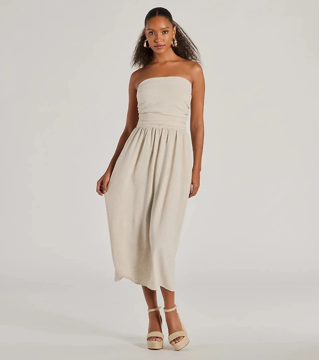 Abercrombie & Fitch The A&F Emerson Strapless Linen-Blend Maxi Dress | MainPlace Mall Abercrombie & Fitch The A&F Emerson Strapless Linen-Blend Maxi Dress | MainPlace Mall