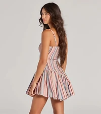Refreshing Charm Smocked Striped A-Line Mini Dress