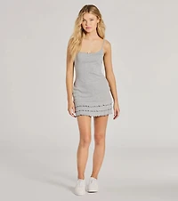 Sweet Silhouette Rosette Ruffled Knit Mini Dress