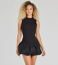 Chicest Vibe Drop Waist Bubble Hem Mini Dress