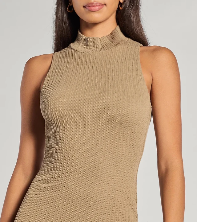 donna karan mock neck short sleeve ribbed knit midi dress Donna Karan Mock Neck Short Sleeve Ribbed Knit Midi Dress