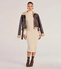 The Essential High-Slit Ribbed Knit Midi Dress