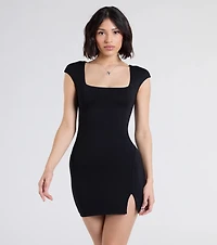 Chic Girl Short Sleeve Bodycon Slit Mini Dress