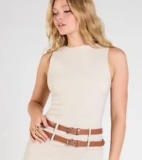 Modern Babe Sleeveless Belted Mini Dress