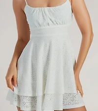 Simply Sunny Eyelet Knit Mini Skater Dress