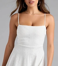 Pretty Vibes Eyelet Knit Layered Skater Dress