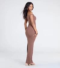 Alluring Silhouette Off-The-Shoulder Maxi Dress