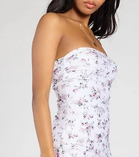 Just For Fun Strapless Floral A-Line Mini Dress