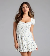 Cute And Sunny Floral Skater Dress