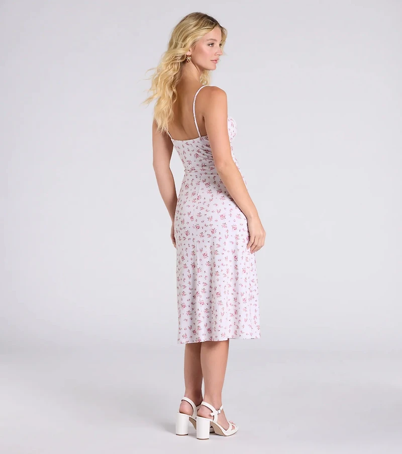 So Enchanted Floral Slit A-Line Midi Dress