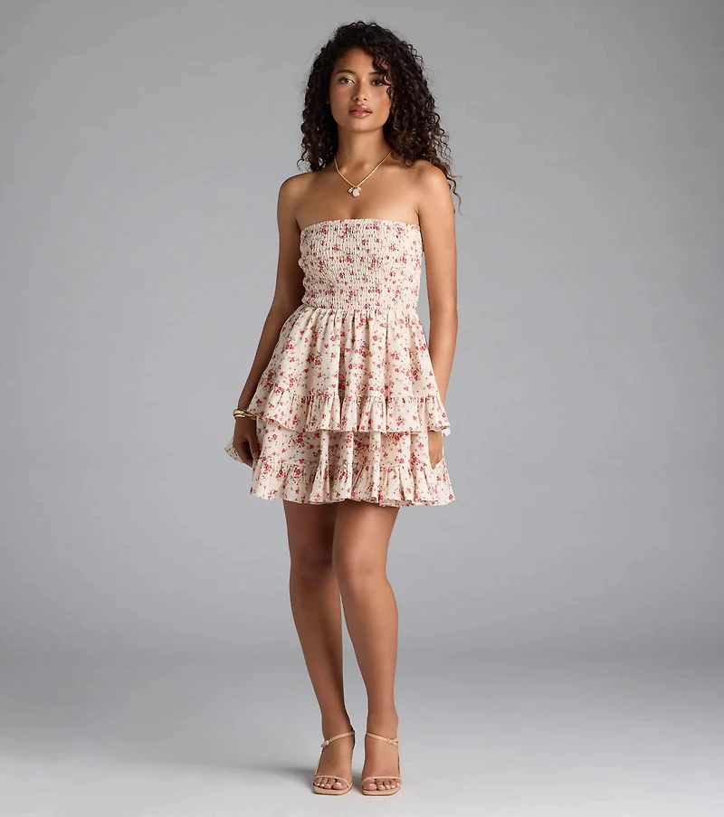 Flirty Fave Floral Ruffled Skater Dress