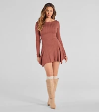 Luxe Charm Cashmere Knit Hanky Hem Mini Dress