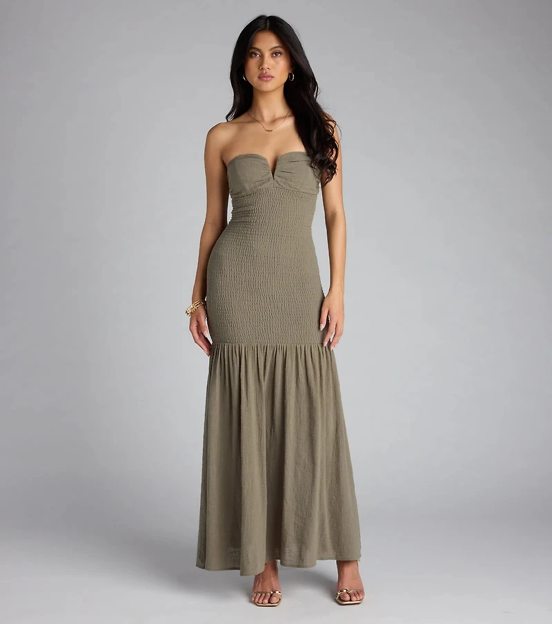 Breath Of Fresh Air Smocked Maxi Tube Dress