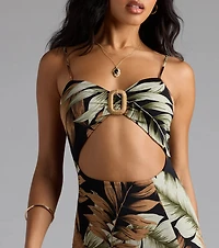 Destination Cutie Tropical Cutout Slit Maxi Dress