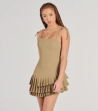 Pleat The Way Scoop Neck Mini Dress