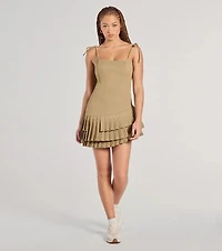 Pleat The Way Scoop Neck Mini Dress