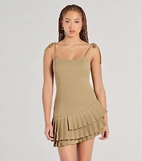 Pleat The Way Scoop Neck Mini Dress