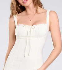 Blissful Cutie Eyelet Bodycon Midi Dress