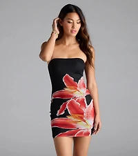 Sun Kissed Strapless Floral Bodycon Mini Dress