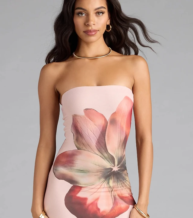midi dresses for fall Bohemian Floral Chiffon Midi Dress