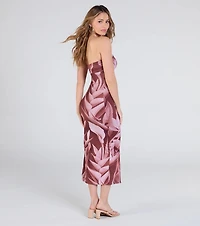 Maui Nights Strapless Tropical Midi Dress