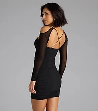 Diamond The Rough Cold Shoulder Bodycon Mini Dress