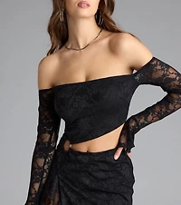 Next Level Stunner Off-The-Shoulder Lace Mini Dress
