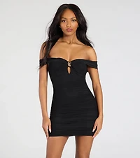 After Party Off-The-Shoulder Mesh Mini Dress
