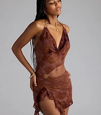 Sultry Glam Cutout Halter Mini Dress