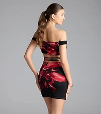 Make An Entrance Off-The-Shoulder Floral Mini Dress