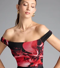 Make An Entrance Off-The-Shoulder Floral Mini Dress
