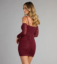 See Me Shining Glitter Off-The-Shoulder Mini Dress