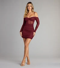 See Me Shining Glitter Off-The-Shoulder Mini Dress
