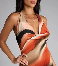 Paint the Town Halter Abstract Mini Dress