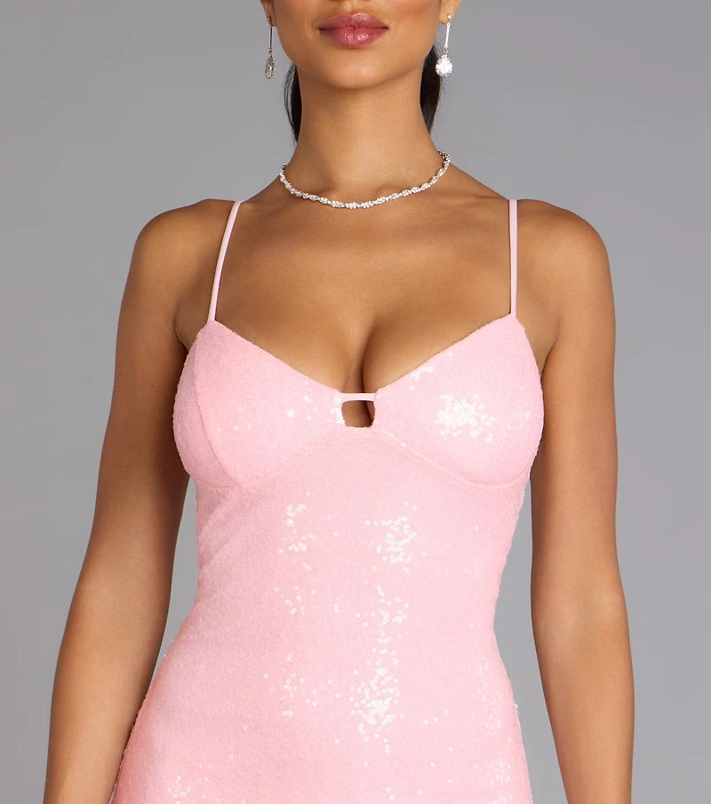 Dazzle Scene Sweetheart A-Line Sequin Mini Dress