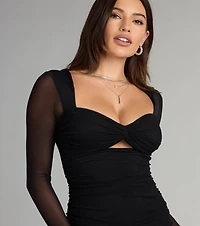 After Hours Mesh Tie-Back Mini Dress