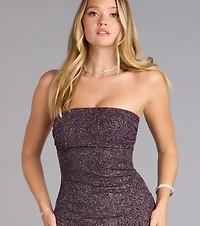 Disco Queen Strapless Glitter Mini Dress