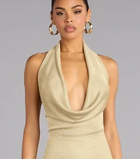 Radiant Nights Cowl Neck Mini Dress